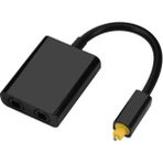 Aogo Optik Çoklayıcı Optical Splitter 1 Griş 2 Çıkış Optik Çoğaltıcı Spdıf Toslink Fiber Optik Ses Kablosu - Siyah