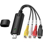 Aogo USB Rca Capture Easycap Kamera Uydu Kayıt Kartı Video Kayıt Analog Kaydedici Görüntü Ses - Siyah