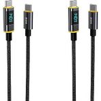 Aohi Magline 140W Type-C to Type-C 1.2 mt PD 3.1 480 MBPS 2'li Led Ekranlı Naylon Örgülü Süper Hızlı Şarj ve Data Kablosu Seti