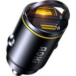 Aohi Superauto Araç Içi Şarjı, 2 Portlu Pd 45W Type-C ve Usb-A Girişli, 30W Hızlı Şarj Çakmaklık Adaptörü, Siyah