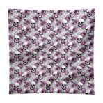 AOHRO Kadınlar için Başörtüsü, 27.5 "Sevimli Saten Baş Saç Eşarp, Saç Sarma için Büyük Kare Moda Baskılı Bandana, Gül Kafatası, 27.5 x 27.5 inches