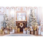 Aoihrraan 1,5x1m noel oturma odası zemin şömine noel ağacı Glitter altın çelenk hediyeler beyaz Retro avrupa duvar fotoğrafçılığı arka plan aile kız erkek çocuklar portre fotoğraf stüdyosu sahne