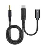 Aoiutrn 2'si 1 arada USB C Aux Şarj Kablosu, USB Tip C - 3,5 mm Kulaklık Adaptörü ve USB-C Şarj Cihazı Uzatma Yardımcı Ses Ayırıcı Kablosu iPhone 15/Samsung ve daha fazlası ile uyumlu (siyah)