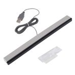 Aokin Wii için USB Sensör Çubuğu, Nintendo Wii, Wii U için Yedek USB Kablolu Kızılötesi Ray Sensör Çubuğu, Şeffaf Stand Dahil, Gümüş/Siyah
