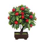 AOKLEY Yapay bitkiler, bonsai, turuncu, şeftali, meyve ağacı, ev salonu dekorasyon seti, yapay iç mekan bitkileri (renk: Y)