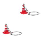 AOKWAWALIY 2 Mini Trafik Polisi Koni Anahtarlık zihinsel anahtarlık mini trafik konisi anahtarlıklar çanta süsü dekorasyon kırmızı sırt çantası çanta anahtarlık Çanta Kolye