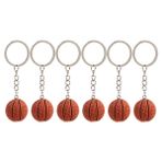 AOKWAWALIY 6 adet basketbol anahtarlık mini çanta anahtarlık spor topları için erkek çocuklar için spor araba anahtarlık erkek çocuklar için futbol anahtarlık kahverengi demir, Kahverengi,