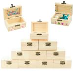 AolKee 10 adet mini hazine sandığı, kapaklı, ahşap, hazine sandığı, kendin yap küçük ahşap kutu, kapaklı ve metal kilitli, hazine sandığı, çocuk doğum günü, ahşap sandık, el işi için, 9 x 5,5 x 5 cm