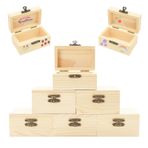 AolKee 6 adet mini hazine sandığı, kapaklı, ahşap, hazine sandığı, kendin yap küçük ahşap kutu, kapaklı ve metal kilitli, hazine sandığı, çocuk doğum günü, ahşap sandık, el işi için, düz kapak, 9 x