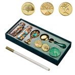 AOMAYLL mum damga Set, Mühür damga harfler için ayarla, Hediyeler, 1 çinko alaşım kolu, 3 pirinç kafa damgası, 1 adet altın Craft kalem, 1 adet altın Craft kalem, 1 adet altın Craft kalem