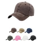 Aomig Beyzbol Şapkası Erkek Unisex Vintage Werehed Baba Şapkası, Polo Stil Şapka Beyzbol Şapkaları,% 100 Pamuklu Denim Ayarlanabilir Spor Şapkası Nefes Alabilir Yaz Güneşlik Şapkası, Kahve, One Size