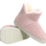 AONEGOLD® Ev terliği, kadın, erkek, kış, sıcak kulübe çizmesi, örgü, kaymaz, pelüş, kulübe ayakkabısı, dış mekan, iç mekan Pembe Size: 42/43 EU