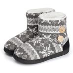 AONEGOLD Kadın ve erkek terliği, pelüş, astarlı, ev botu, kışlık, sıcak, kulübe çizmesi, rahat, kabarık, örgü, kaymaz ev ayakkabısı Gri Size: 40/41 EU