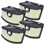 Aootek Yeni Güneş Hareket Sensörü Işıkları 120 LED, Işık Reflektörlü, 270° Geniş Açı, IP65 Su Geçirmez, Ön Kapı, Avlu, Garaj, Güverte için Adım Işıkları (4'lü Paket)