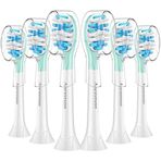 Aoremon Philips Sonicare C3 Premium Plak Kontrolü HX9044/65 G3 için Yedek Diş Fırçası Başlıkları HX9054/65 W3 4100 5100 6100 7500 C1 C2 Flexcare Diamondclean HealthyWhite, 6 Sayım, Beyaz