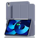 Aoub iPad Air 5. Nesil 2022 / iPad Air 4. Nesil 2020 10,9 inç Kalem Tutuculu Kılıf, Yumuşak TPU Arka Kapaklı İnce Trifold Stand Kılıf, iPad Air 5/4 için Otomatik Uyku/Uyanma Kılıfı, Mor Gri