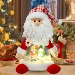 Aoutrow Işıklı Noel Bebek, Peluş Işıklı Noel Bebek Oyuncak Tatil Hediyesi, Pille Çalışan Noel Hediyeleri Kış Mantosu Masa Üstü Dekor (Kırmızı Noel Baba)
