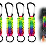 AOYEGIC 4 adet Paracord anahtarlık, karabina, örgülü kordon, kullanışlılık, halka, kanca klipsi, kısa kolye ucu, anahtar bandı, araba anahtarı, dış mekan, balıkçılık, kamp, yürüyüş için (renkli)