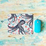 AOYEGO Ahtapot Mouse Pad Çiçekli Nokta Hayvan Yuvarlak Doğa Yaprak Bitki Yüz Başı Dokunaç Daire Oyun Mouse Pad Kaymaz 17,9 x 22,5 cm Kauçuk Taban Dizüstü Bilgisayar Ofis için