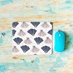 AOYEGO Kabuk Mouse Pad Nokta Çizgili Eğri Yuvarlak Normal Daire Okyanus Çizgi Film Yaşam Modern Çizgi Oyun Mouse Pad Kaymaz 17,9 x 22,5 cm Kauçuk Taban Dizüstü Bilgisayar Ofis için