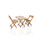Apak Ahşap Balkon - Bahçe - Mutfak 3'lü Bistro Set (2 Sandalye 1 Masa 80cm X 60cm )