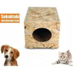 Apak Ahşap Kedi Evi Doğal OSB Materyal 43 cm Derinlik 30 cm En Yükseklik 30 cm Kullanım Alanı