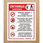 Apartman Kuralları (Özelleştirebilinir) Tabela Levha 30X40CM Pvc ( Polikarbon) - 30 x 40 cm