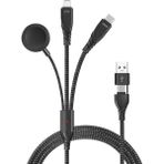 Apera Apple Watch ile Uyumlu Kablosuz Şarj Aleti Örgü Kablo 5in1 Tüm iPhone ile Uyumlu USB Pd Type C 100W Şarj