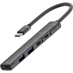 Apera CR16 5in1 Otg Type-C'den 3AD Type-C, 2AD USB A Çoklayıcı Type-C Kulaklık Uyumlu USB C Adaptör Alüminyum Kasa