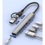 Apera CR28 5in1 Type-C I-Phone 15 ve Üstü & Usb-A Hub I-Os Pd Çoklayıcı Adaptör 3,5mm Kulaklık Çıkışlı Alüminyum Kasa