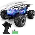 Apexma 2.4ghz Uzaktan Kumandalı LED Işıklı 1:18 Ölçek Şarjlı Hız Yapan Arazi Aracı - Oyuncak Bigfoot Jeep - Full Fonksiyon Işıklı Off-Road Araba - Mavi