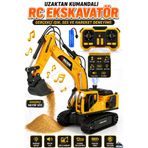 Apexma Oyuncak 2.4GHz Uzaktan Kumandalı Buharlı Ekskavatör Şarjlı Işıklı Metal Başlıklı Paletli Kepçe Hareketli 360° Dönen İş Makinesi
