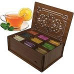 Apexstor 9 Bölmeli Kış Çayı Seti Ahşap Çay Kutusu, TeaBox,Bitkisel Çay Kahve Kutusu-CEVİZ RENK