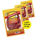 Apikoğlu Çemeni Sıyrılmış Dilimli Dana Kontrfile Pastırma 90 Gr. Üçlü Paket (Toplam 270 Gr.) - 1 Adet
