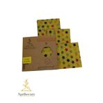 Apithecary Shopexxtra Balmumlu Yıldız Desenli Orta Boy (MEDİUM) 3'lü Set %100 Organik Gıda Saklama Kumaşı