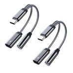 Apitiong USB C Kulaklık Adaptörü ve Şarj, 2'si 1 Arada Adaptör USB C Jak 3,5 mm ve Şarj Cihazı, Adaptör USB Tip C Ses DAC'li Pad Pro2018 Sumsung Galaxy S23/S22 Ultra, Note 20, Pixel Huawei için (2 Adet)