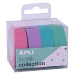 Apli 4'lü Nordik Pastel Renkler Washi Bant Seti - Çok Renkli