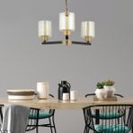 Aplika Jade 3'lü Avize Eskitme Siyah Boyalı Çift Camlı Modern Retro Avize