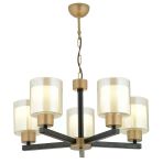 Aplika Jade 5'li Avize Eskitme Siyah Boyalı Çift Camlı Modern Retro Avize