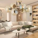 Aplika Maral 6'lı Siyah Eskitme Bal Camlı Modern Retro Avize