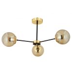 Aplika Nide 3'lü Siyah Gold Bal Camlı Modern Retro Avize