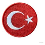 Aplike Ütü Ile Yapışan Türk Bayrağı Yuvarlak Büyük Arma 5 cm - Renkli