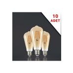 Apliqa 10 Adet Led Filamanli E27 Rustik 6 Watt 2500k Gün Işiği St64 Ampul