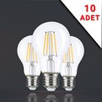 Apliqa 10 Adet Led Filamanli E27 Rustik 6 Watt 3000k Gün Işığı A60 Ampul