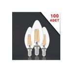 Apliqa 100 Adet Led Filamanli E14 Rustik 6 Watt 3000k Gün Işığı C35 Ampul