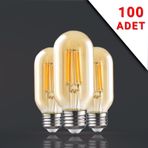 Apliqa 100 Adet Led Filamanli E27 Rustik 6 Watt 2500k Gün Işığı T45 Ampul