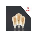 Apliqa 3 Adet Led Filamanli E27 Rustik 6 Watt 2500k Gün Işığı ST64 Ampul