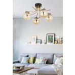 Apliqa 3559-04-BL Edin 4lü Siyah Eskitme Bal Camlı Salon Avize
