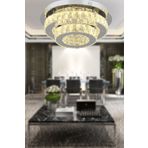 Apliqa 3905-02-CH Ardenia 2 Katlı Krom 3 Renkli Kristalli Ledli Modern Salon Led Avize