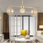 Apliqa 3948-03-CH Diaspor 3'lü Sıralı Krom Füme Camlı Modern Sarkıt Retro Salon Avize